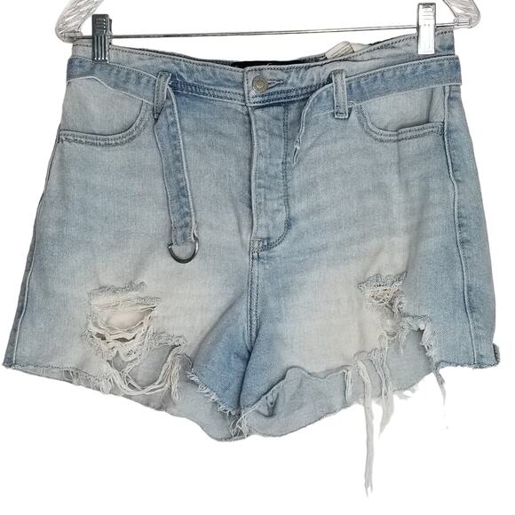 Hollister High Rise Mom 3" Shorts Belted Denim Shorts, Size 9, Waist 29inches - Picture 1 of 8